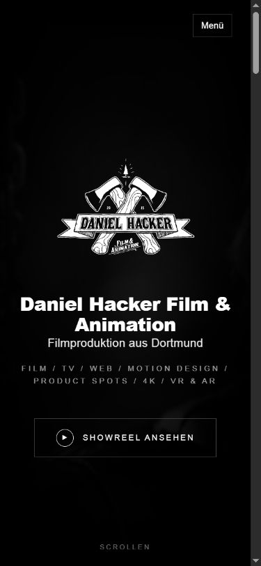Daniel Hacker Film & Animation – mobile Ansicht Mobile Ansicht der Website Daniel Hacker Film & Animation