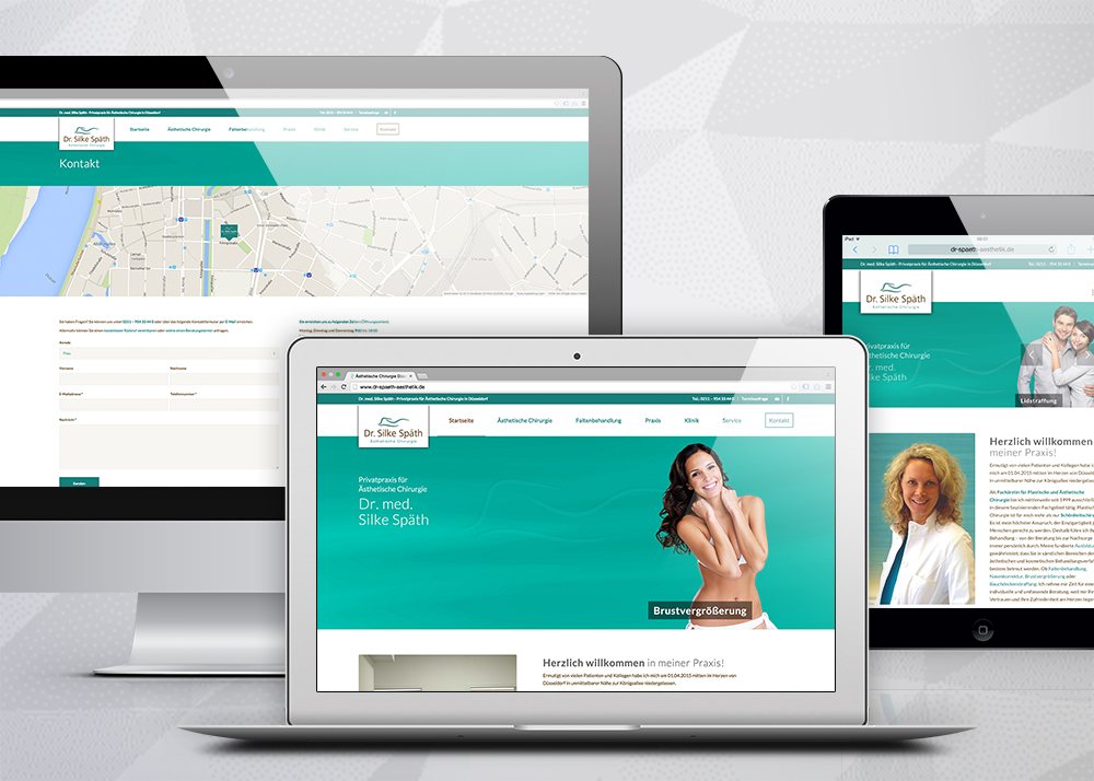 Responsive Website für die Praxis von Dr. med. Silke Späth auf Desktop, Laptop und Tablet