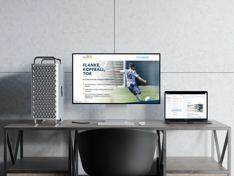 E-Mail-Kampagne von Sutter LOCAL MEDIA für soccerwatch.tv HTML-Mailing und Landingpage für virtuelle Werbebanden von soccerwatch.tv