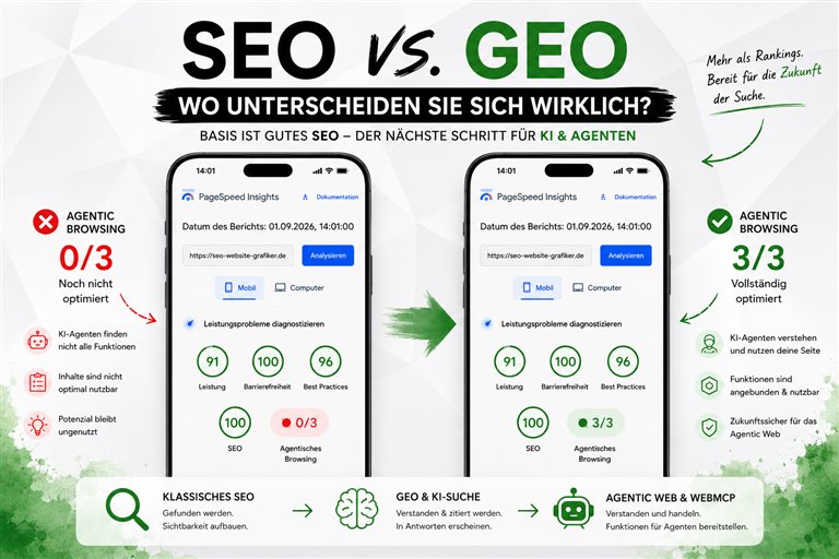 Infografik zu SEO, GEO und Agentic Web