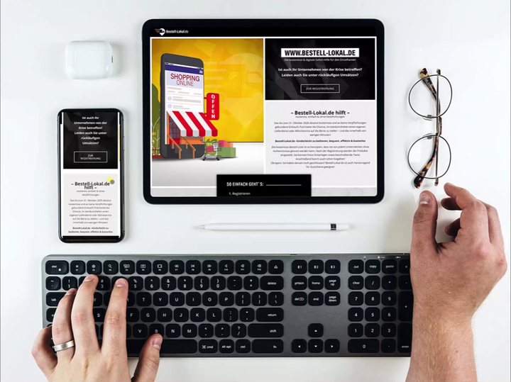 Logo- & Webdesgin - Bestell-Lokal.de Website-Design bestell-lokal.de auf Tablet und Smartphone