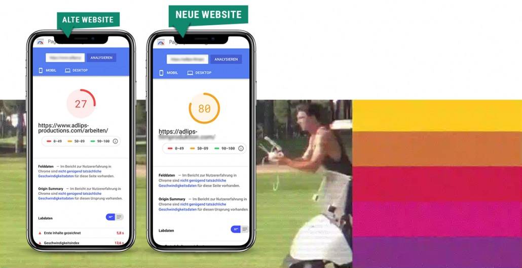 SEO Marketing Blog - Relaunch ADLIPS - Pagespeed Vergleich Mobile Keyvisual - Ingo Schütte – Grafiker, Website & SEO Spezialist aus Bochum